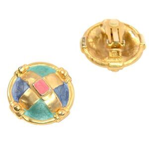 Elegant Gold and Multicolor Clip-On Earrings
